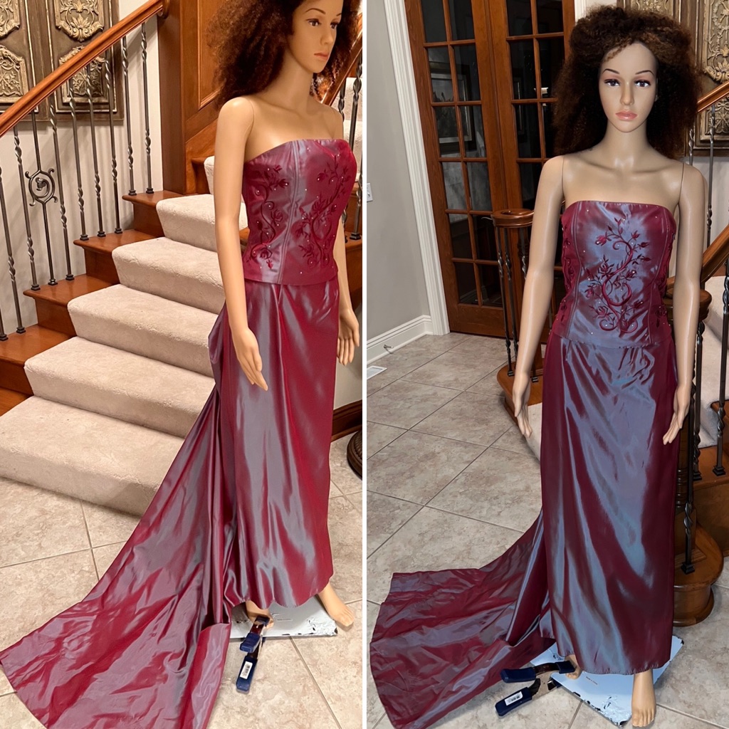 Wow Jessica Mcclinton Gray/Ruby Red 2piece Gown Sz10 & 8